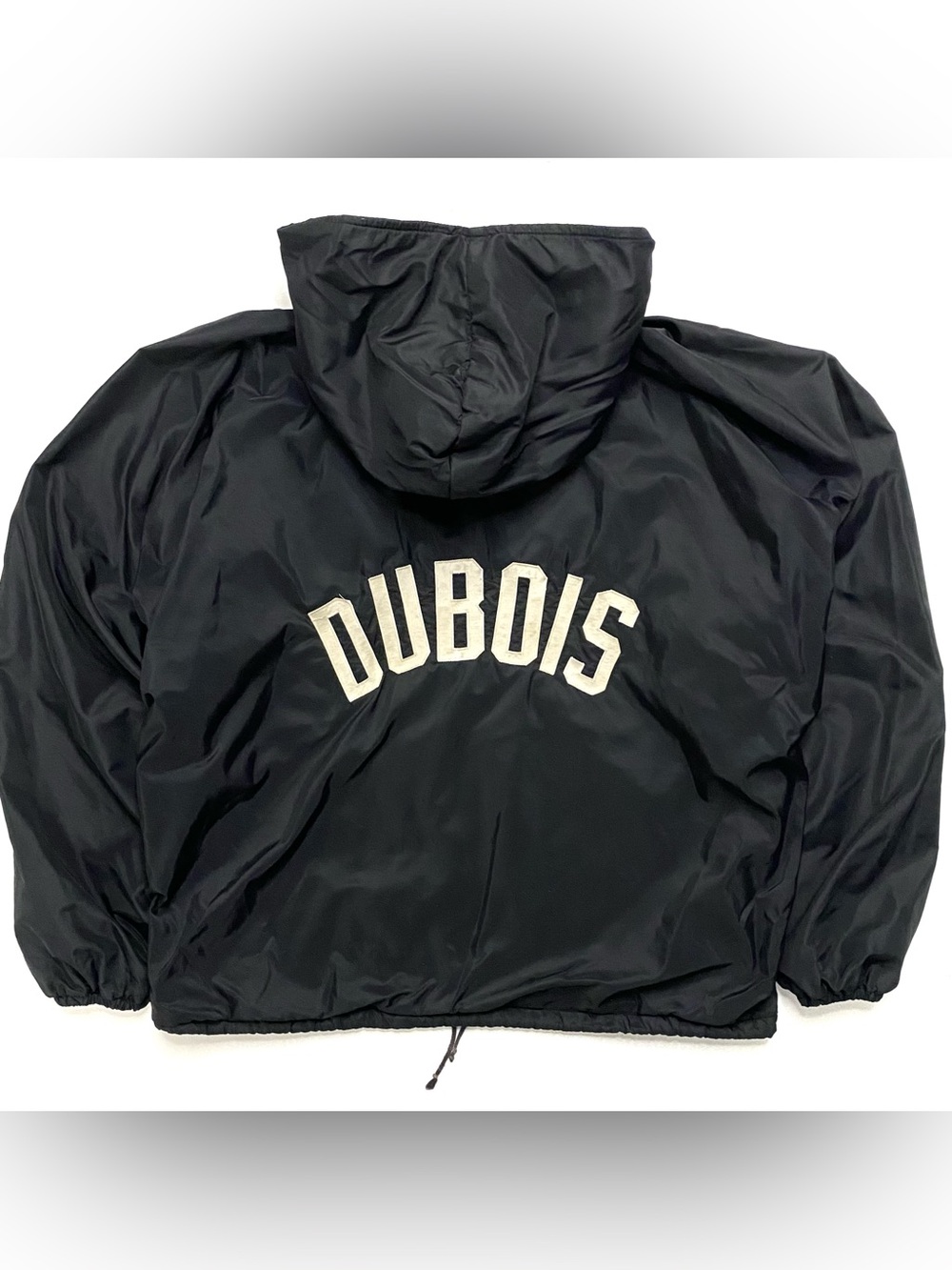 Vintage 70s Russell Athletic Black Hooded Windbreaker Jacket Made In USA Size XL